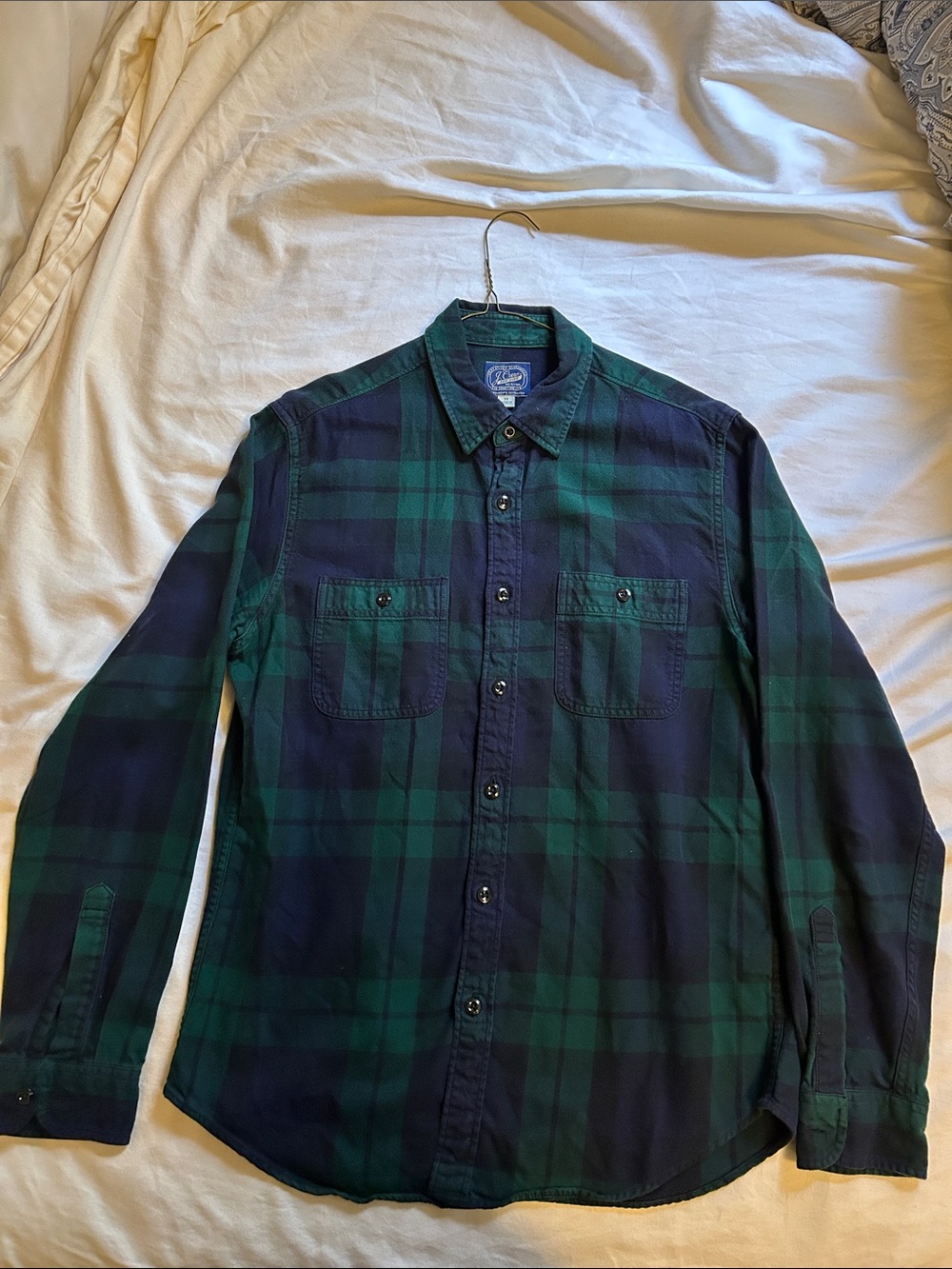 J. Crew Green and Navy Plaid Button-Down Shirt